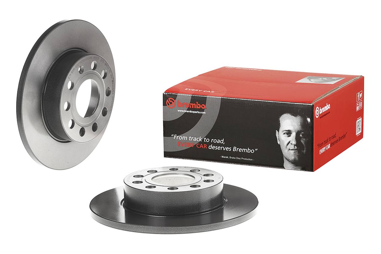 Audi Volkswagen Disc Brake Pad and Rotor Kit - Rear (260mm) (Low-Met) Brembo