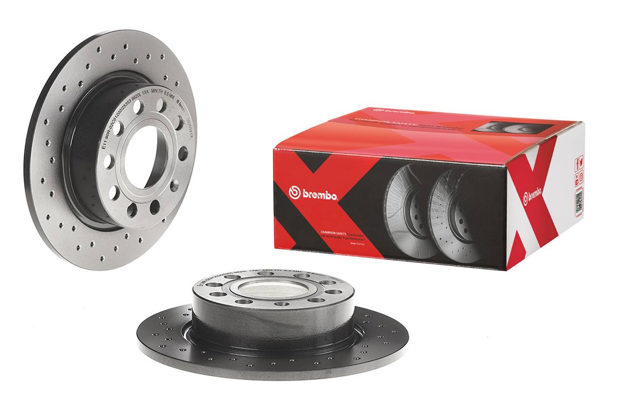 Audi Volkswagen Disc Brake Pad and Rotor Kit - Rear (255mm) (Low-Met) (Xtra) Brembo