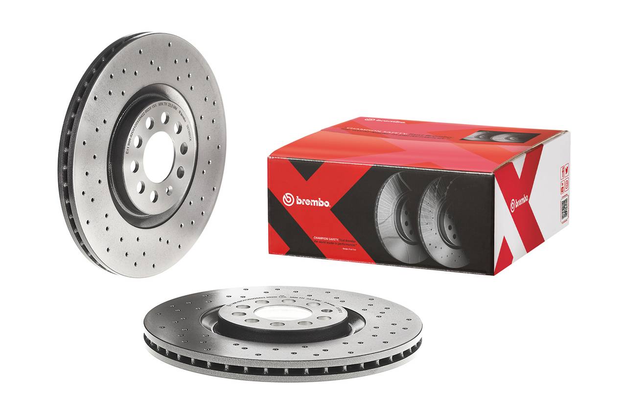 Audi Volkswagen Disc Brake Pad and Rotor Kit - Front (312mm) (Low-Met) (Xtra) Brembo