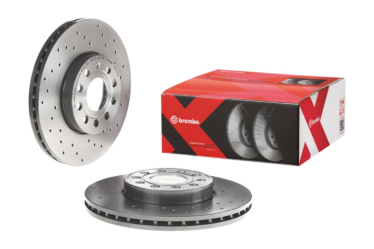 Audi Volkswagen Disc Brake Pad and Rotor Kit - Front (288mm) (Low-Met) (Xtra) Brembo