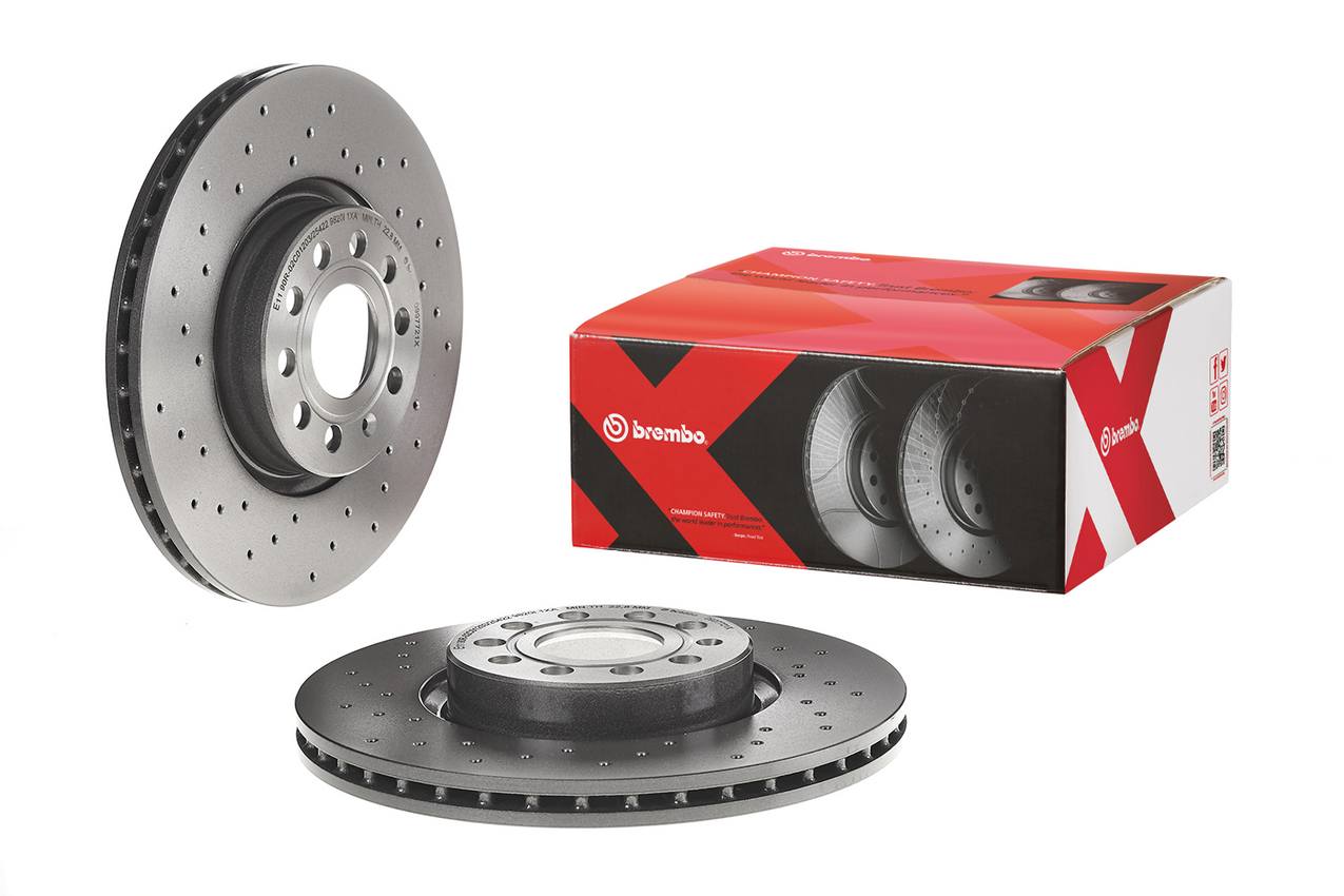 Audi Volkswagen Disc Brake Pad and Rotor Kit - Front (312mm) (Low-Met) (Xtra) Brembo