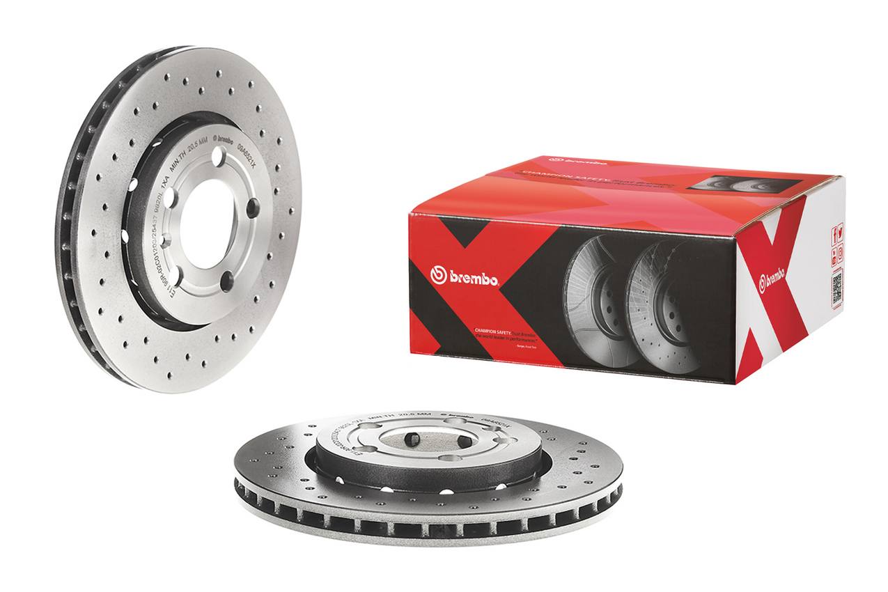 Audi Volkswagen Disc Brake Pad and Rotor Kit - Rear (256mm) (Low-Met) (Xtra) Brembo