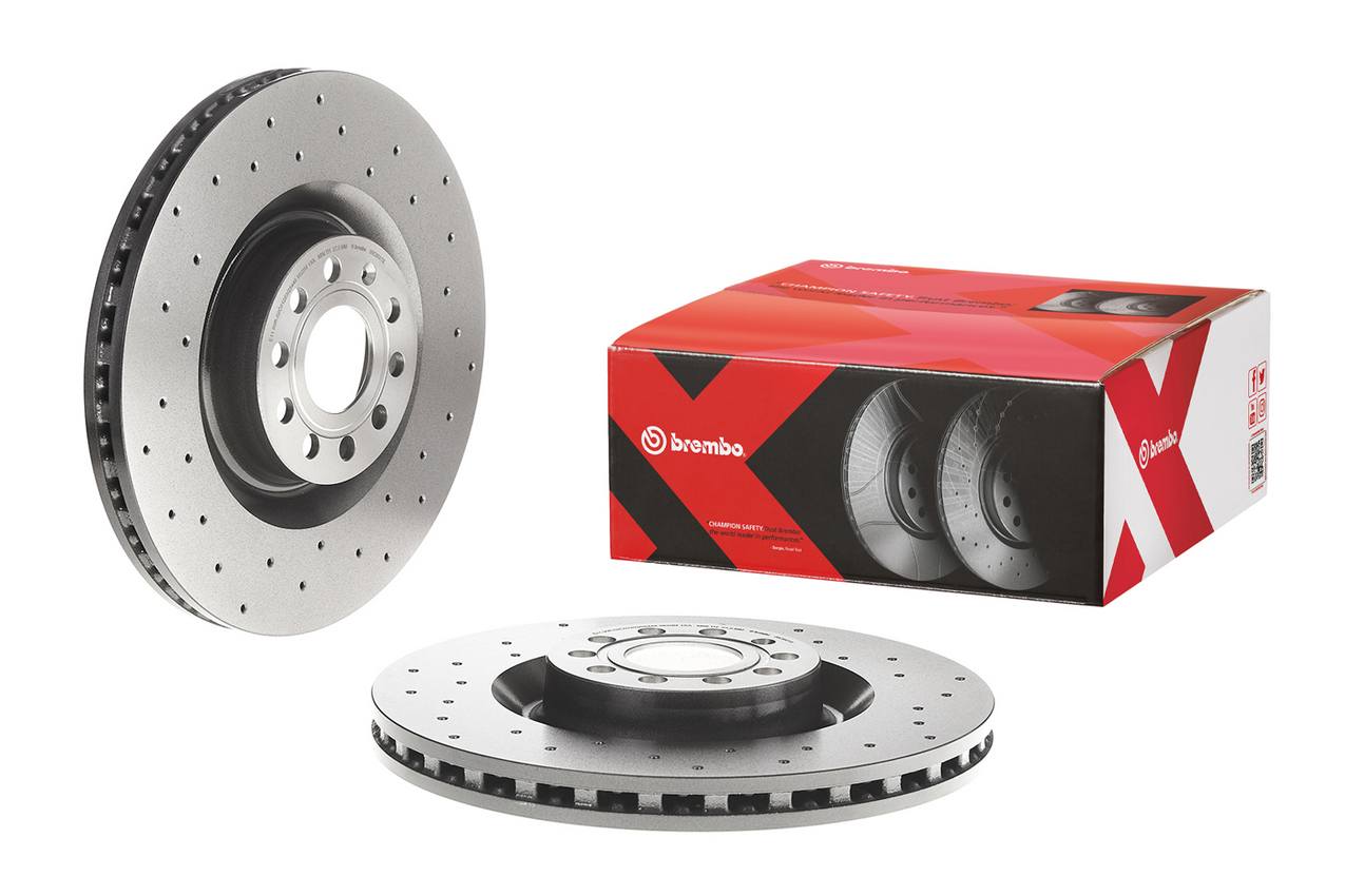 Volkswagen Disc Brake Pad and Rotor Kit - Front (345mm) (Low-Met) (Xtra) Brembo