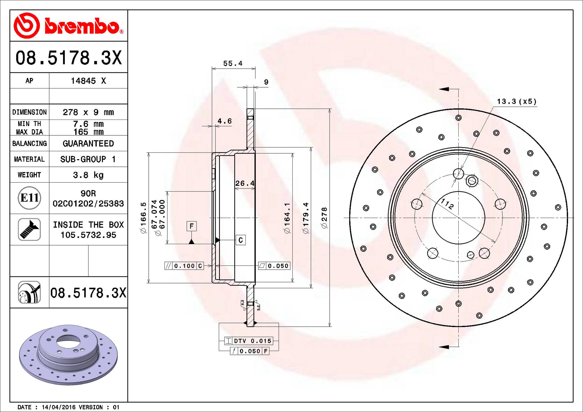 Mercedes Disc Brake Pad and Rotor Kit - Rear (278mm) (Ceramic) (Xtra) Brembo