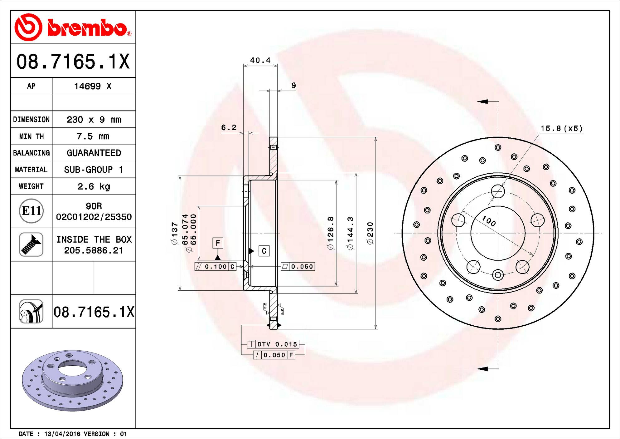 Audi Volkswagen Disc Brake Rotor - Rear (232mm) 1J0615601C Brembo