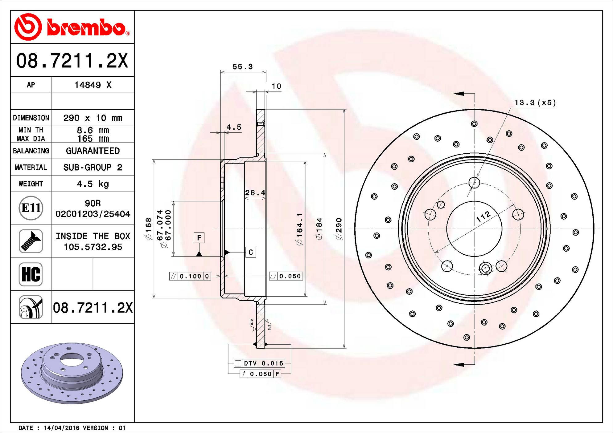 Mercedes Disc Brake Pad and Rotor Kit - Rear (290mm) (Ceramic) (Xtra) Brembo