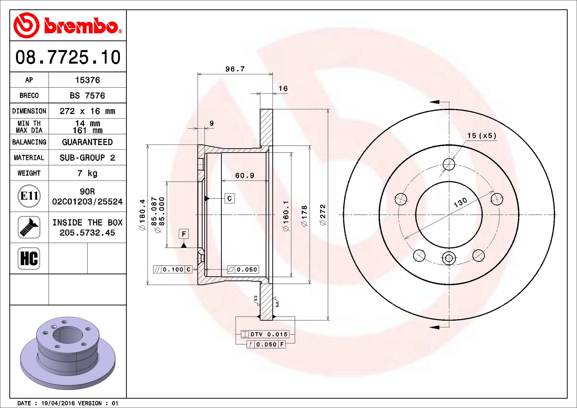 Mercedes Disc Brake Rotor - Rear (272mm) 9024230312 Brembo