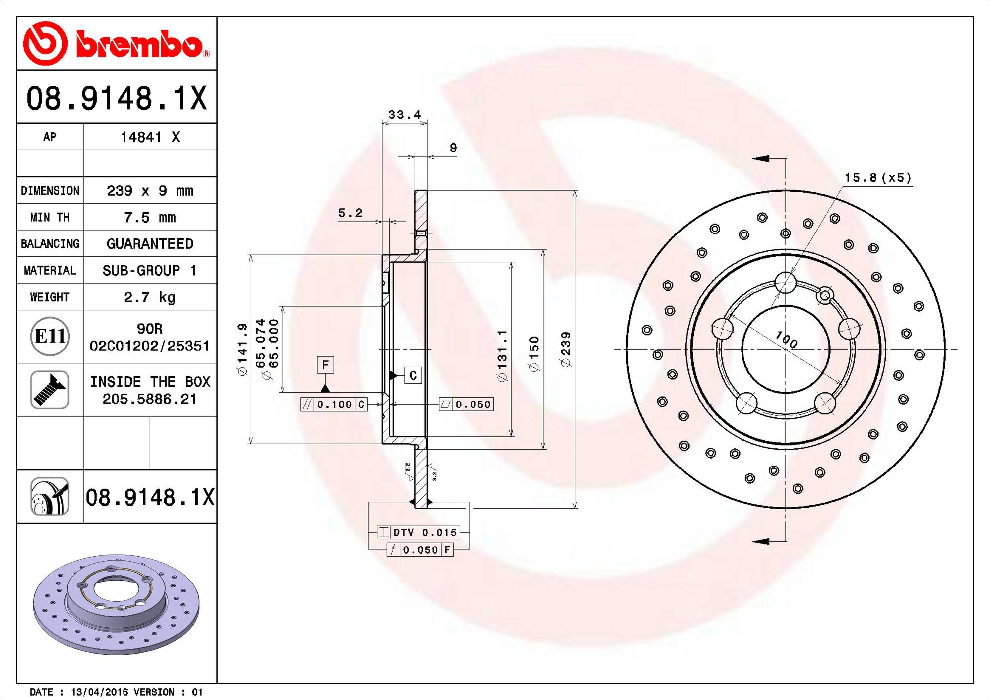 Audi Disc Brake Rotor - Rear (239mm) 1J0615601D Brembo