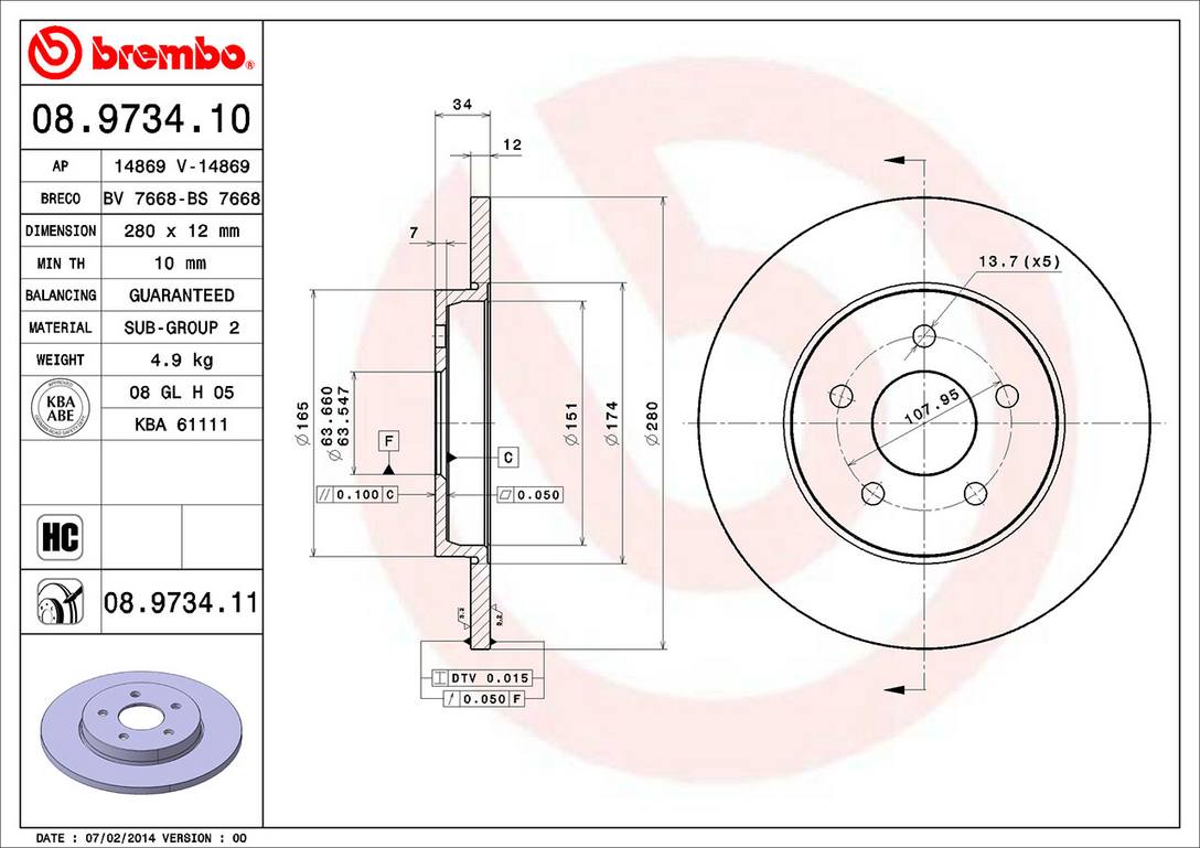 Jaguar Disc Brake Rotor - Rear (280mm) C2S9231 Brembo