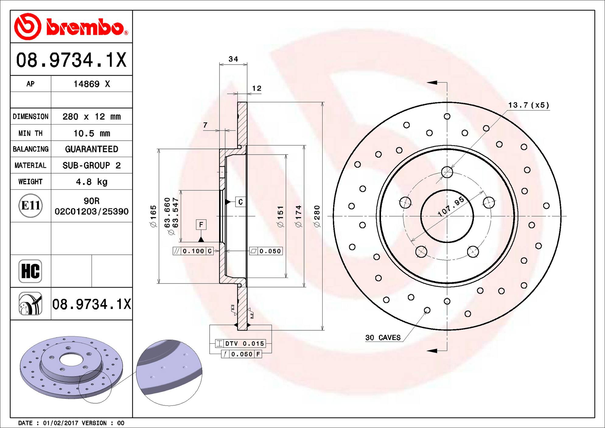 Jaguar Disc Brake Rotor - Rear (280mm) C2S9231 Brembo