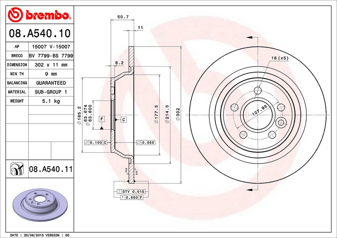 Land Rover Disc Brake Pad and Rotor Kit - Rear (302mm) (Ceramic) Brembo