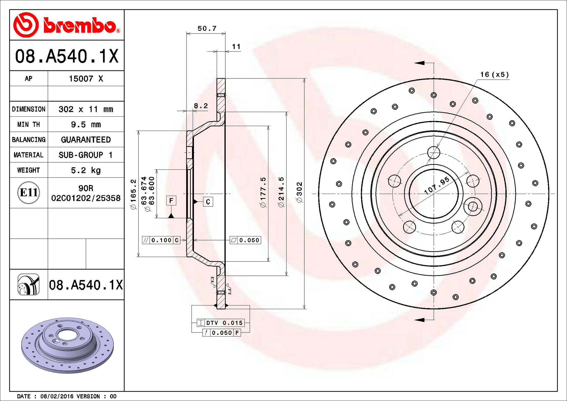 Land Rover Disc Brake Rotor - Rear (302mm) LR027123 Brembo