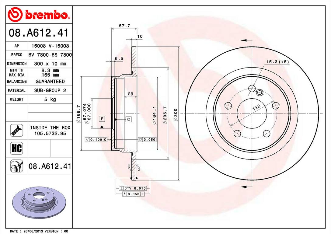 Mercedes Disc Brake Pad and Rotor Kit - Rear (300mm) (Low-Met) Brembo