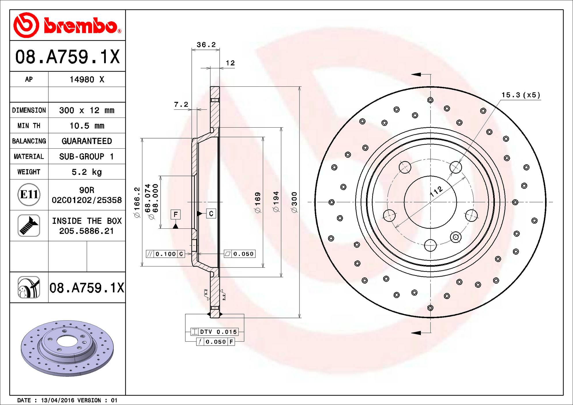 Audi Disc Brake Pad and Rotor Kit - Rear (300mm) (Low-Met) (Xtra) Brembo