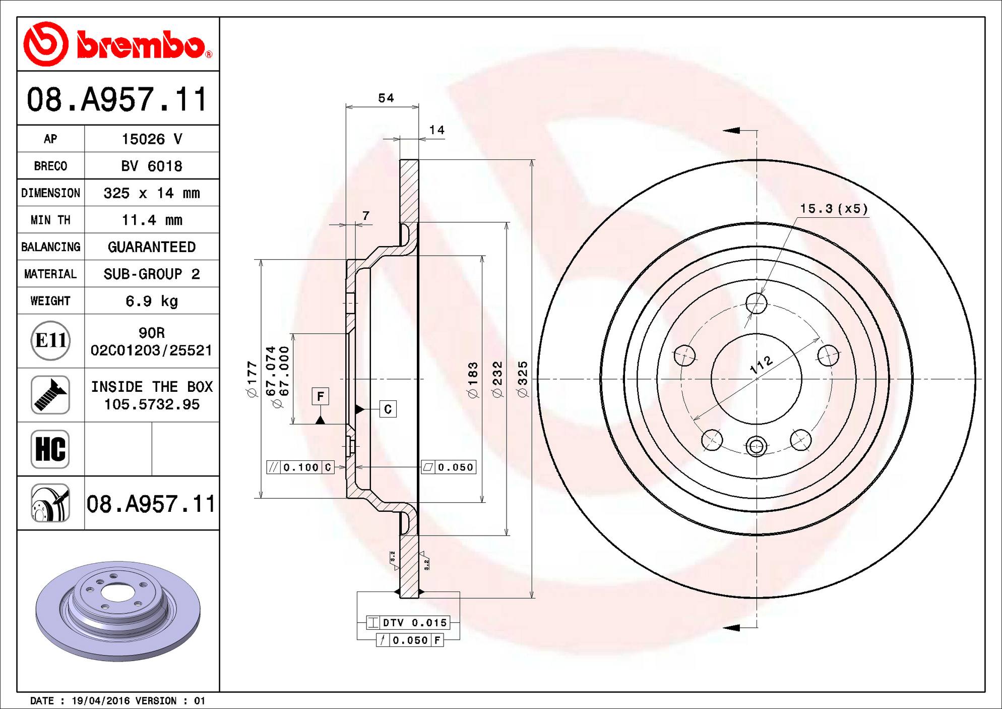 Mercedes Disc Brake Pad and Rotor Kit - Rear (325mm) (Ceramic) Brembo