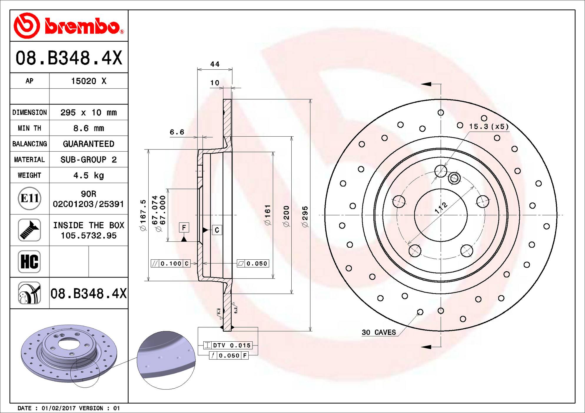 Mercedes Disc Brake Rotor - Rear (295mm) 2464230112 Brembo