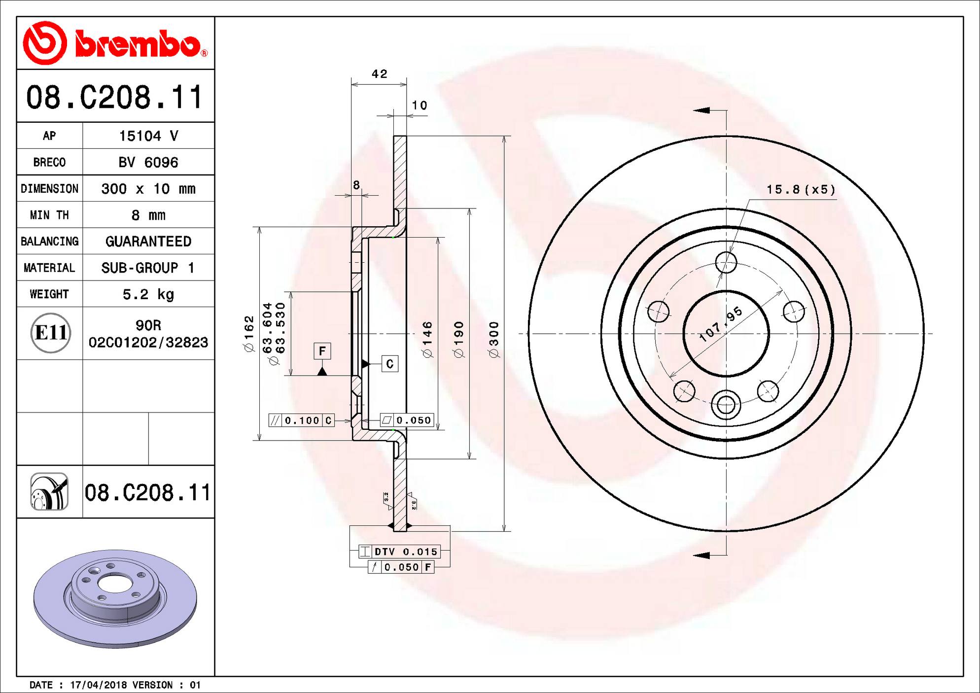 Jaguar Land Rover Disc Brake Rotor - Rear (300mm) J9C1168 Brembo