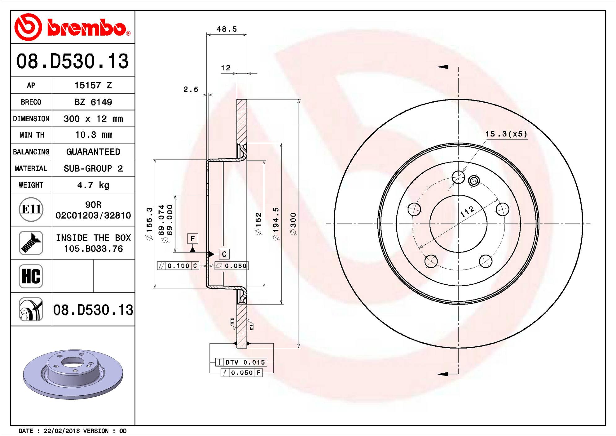 Mercedes Disc Brake Rotor - Rear (300mm) 0004230512 Brembo