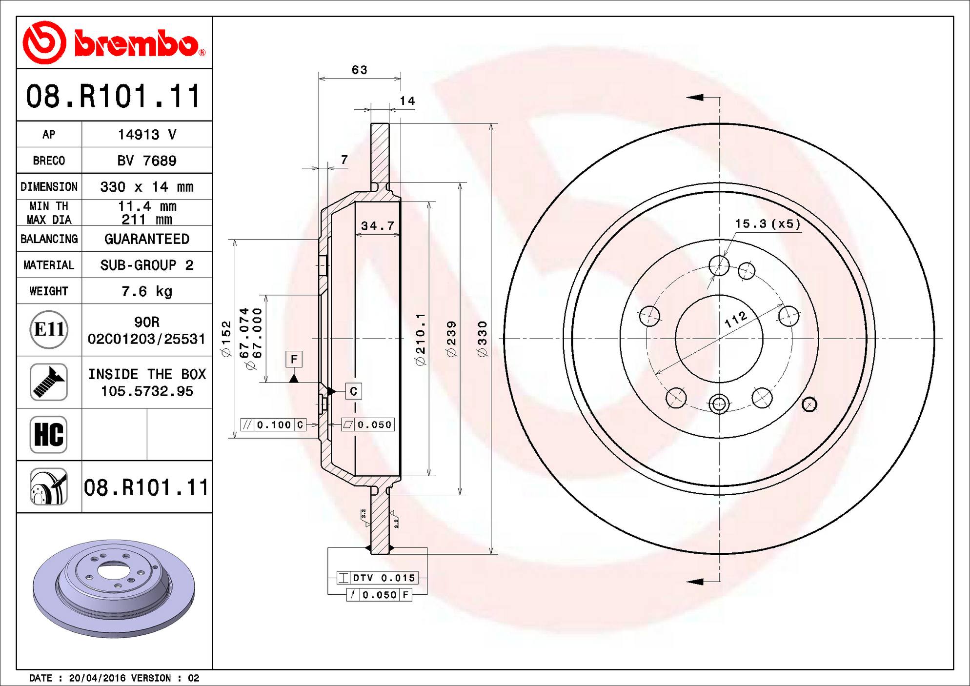 Mercedes Disc Brake Pad and Rotor Kit - Rear (330mm) (Low-Met) Brembo