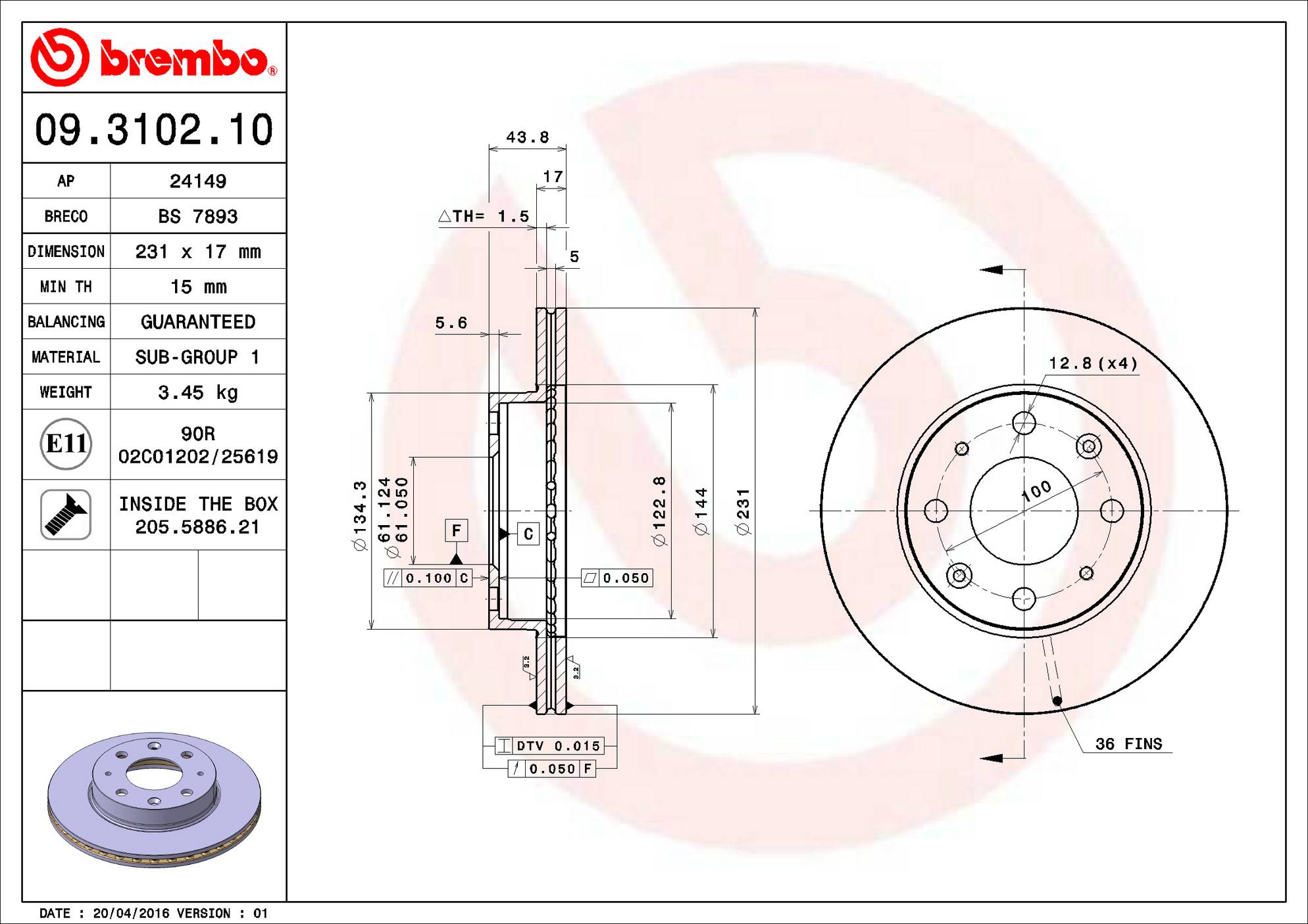 Honda Disc Brake Rotor - Front (231mm) 45251S3YA00 Brembo