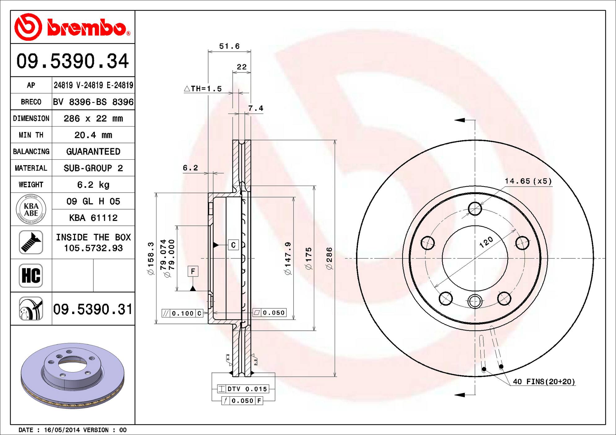 BMW Disc Brake Pad and Rotor Kit - Front (286mm) (Ceramic) Brembo