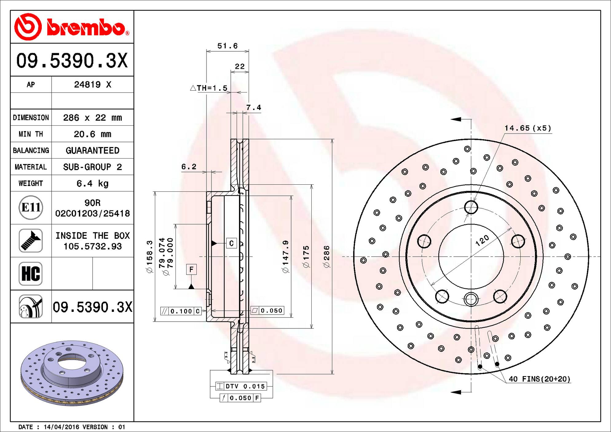 BMW Disc Brake Pad and Rotor Kit - Front (286mm) (Ceramic) (Xtra) Brembo