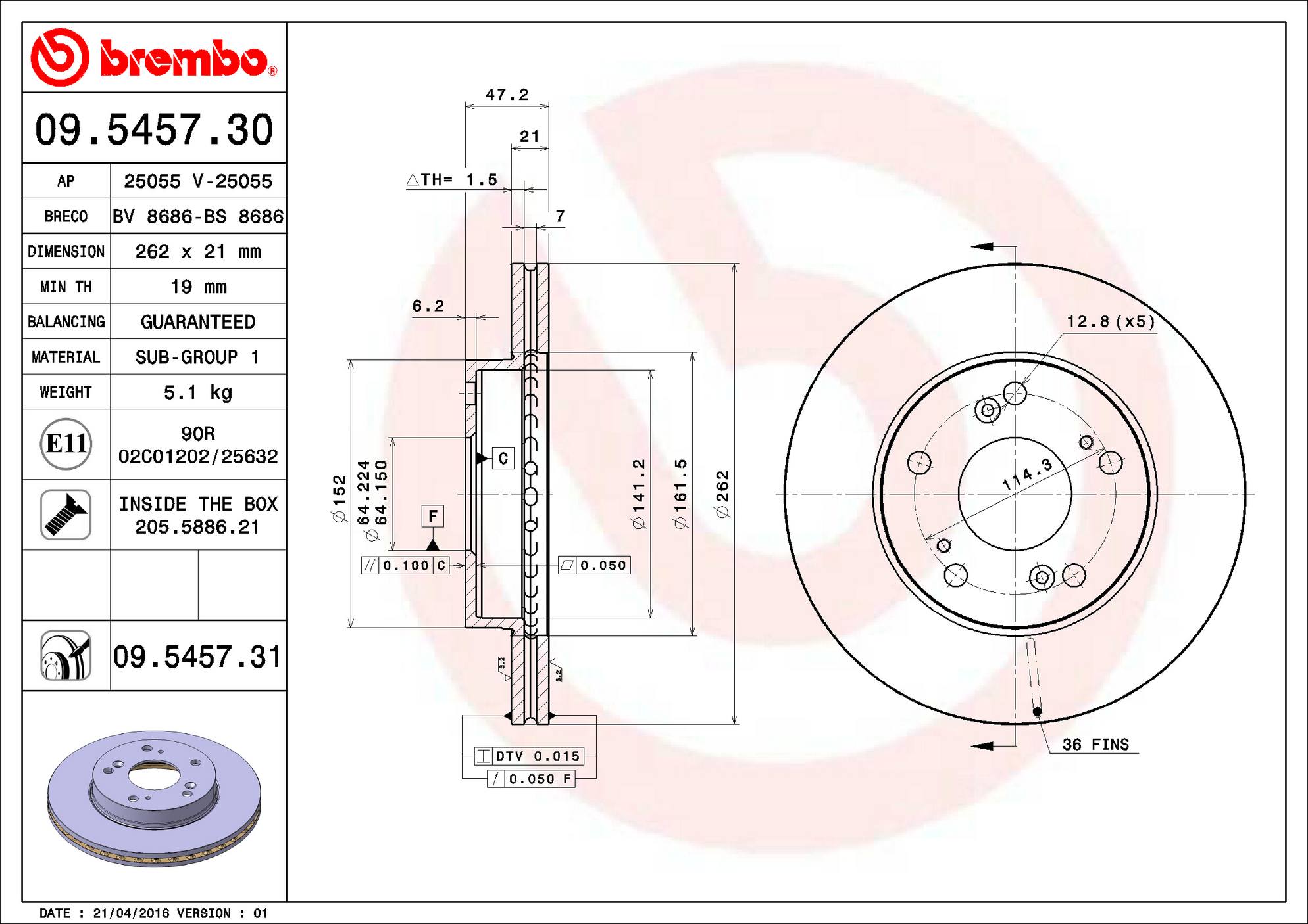 Honda Disc Brake Pad and Rotor Kit - Front (262mm) (Ceramic) Brembo