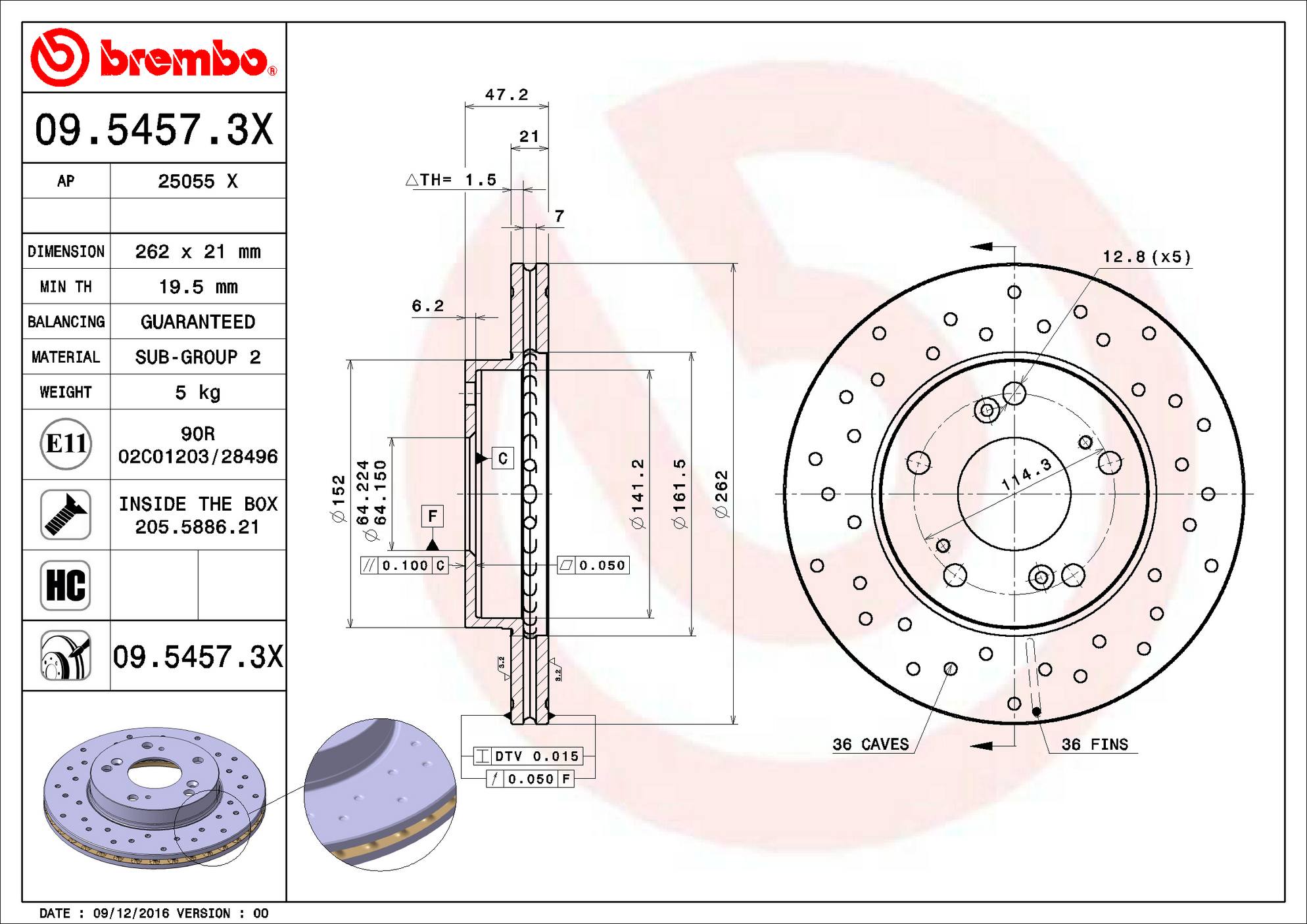 Honda Disc Brake Pad and Rotor Kit - Front (262mm) (Ceramic) (Xtra) Brembo