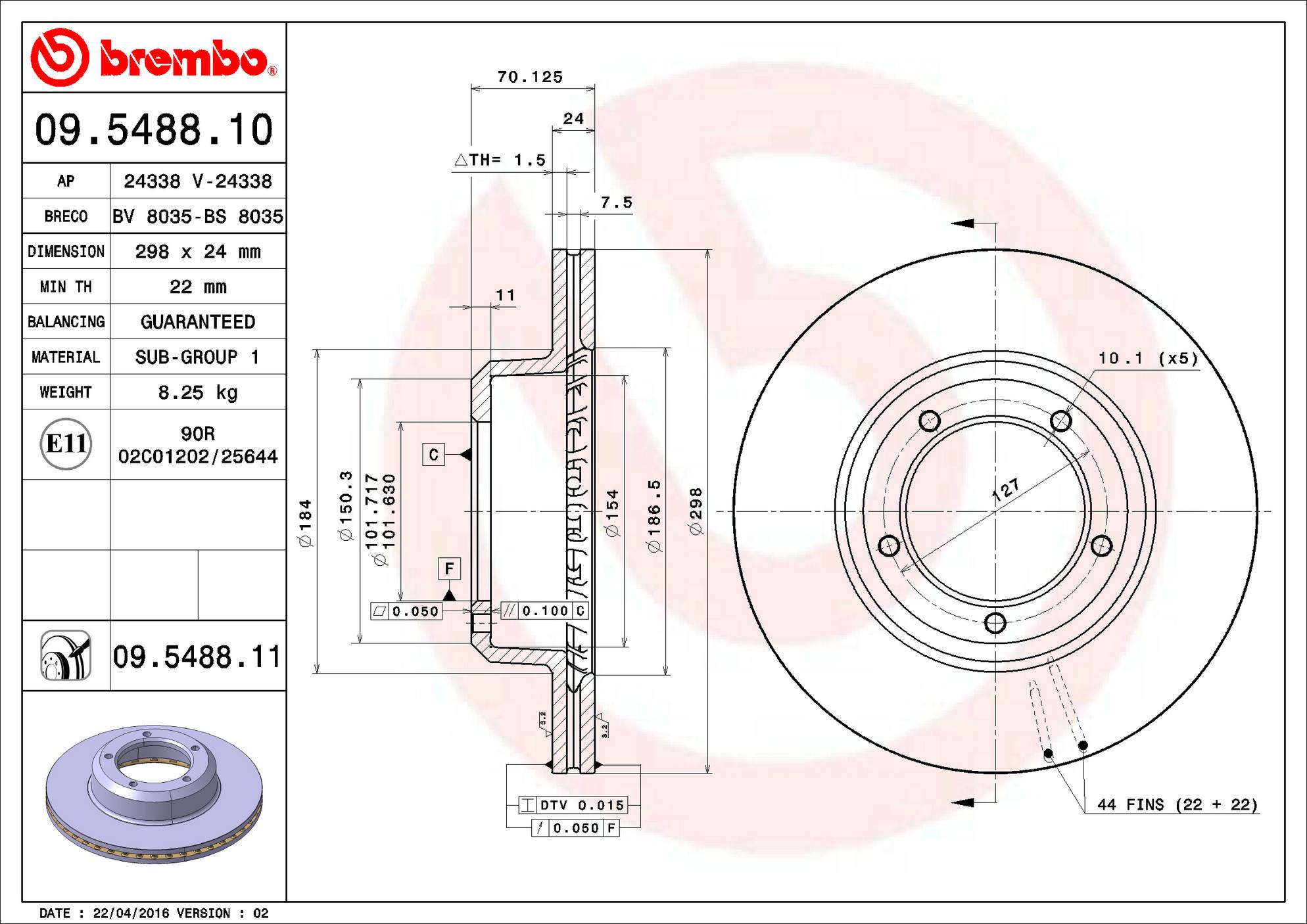 Land Rover Disc Brake Rotor - Front (298mm) FTC902 Brembo