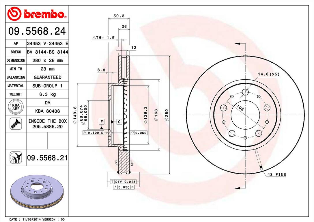 Volvo Disc Brake Rotor - Front (280mm) 31262092 Brembo