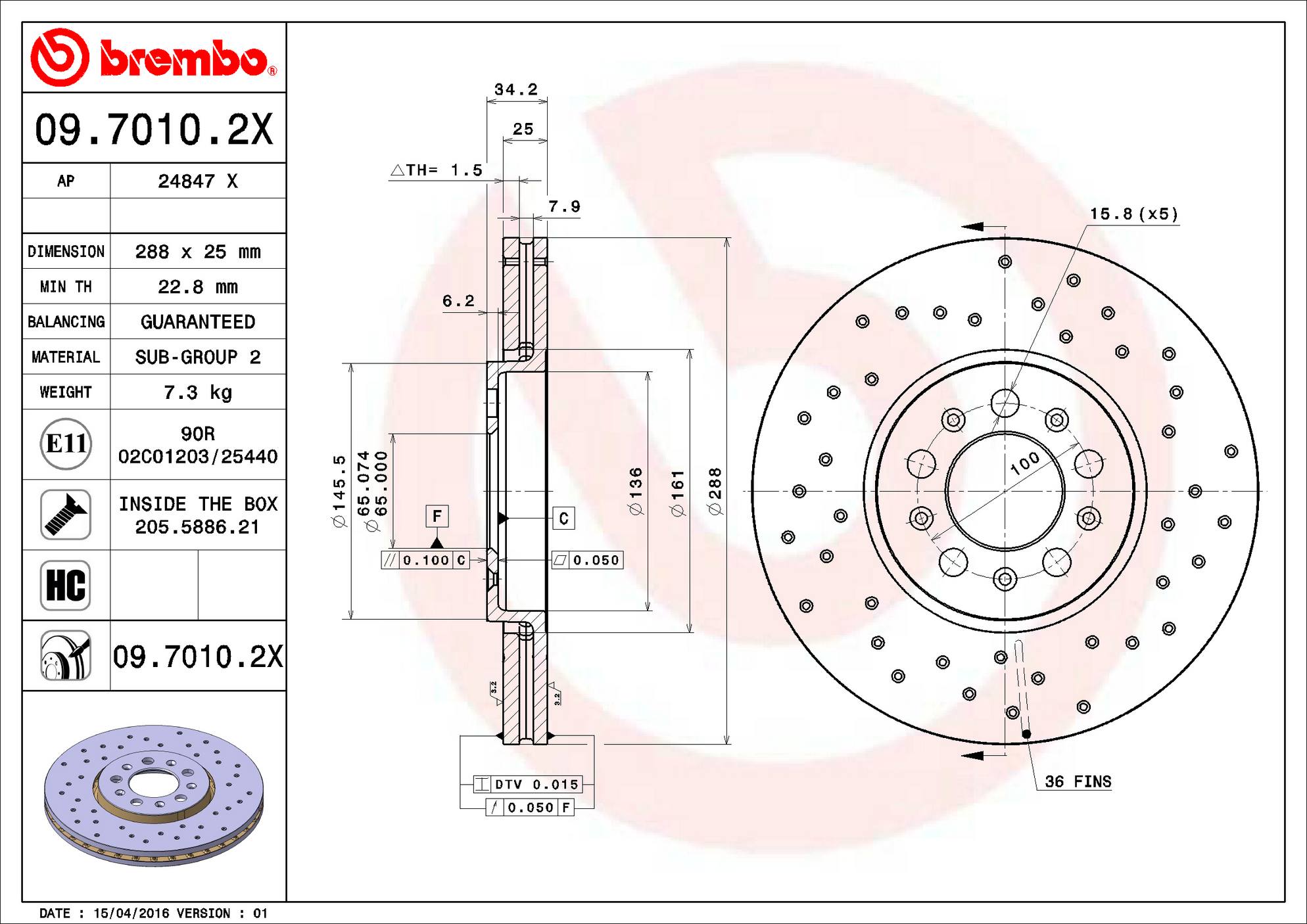 Volkswagen Disc Brake Pad and Rotor Kit - Front (288mm) (Low-Met) (Xtra) Brembo