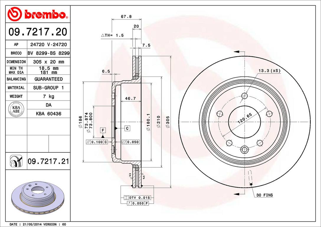 Jaguar Disc Brake Rotor - Rear (305mm) JLM20342 Brembo