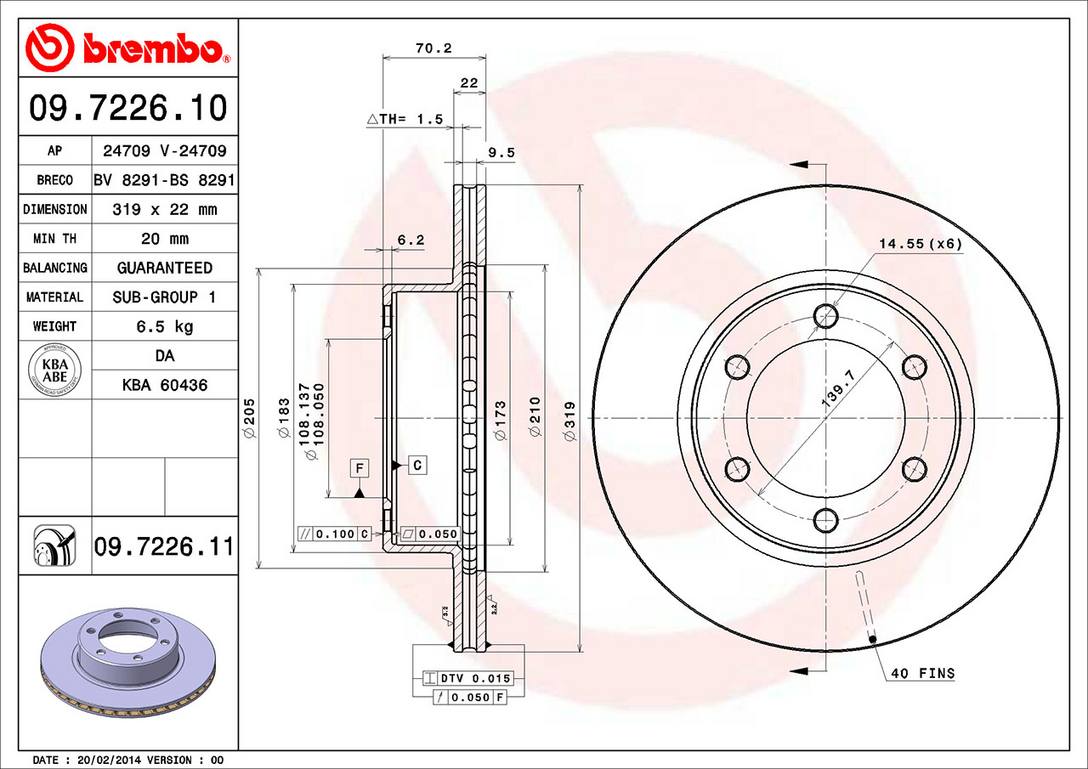 Toyota Disc Brake Rotor - Front (319mm) 4351235210 Brembo