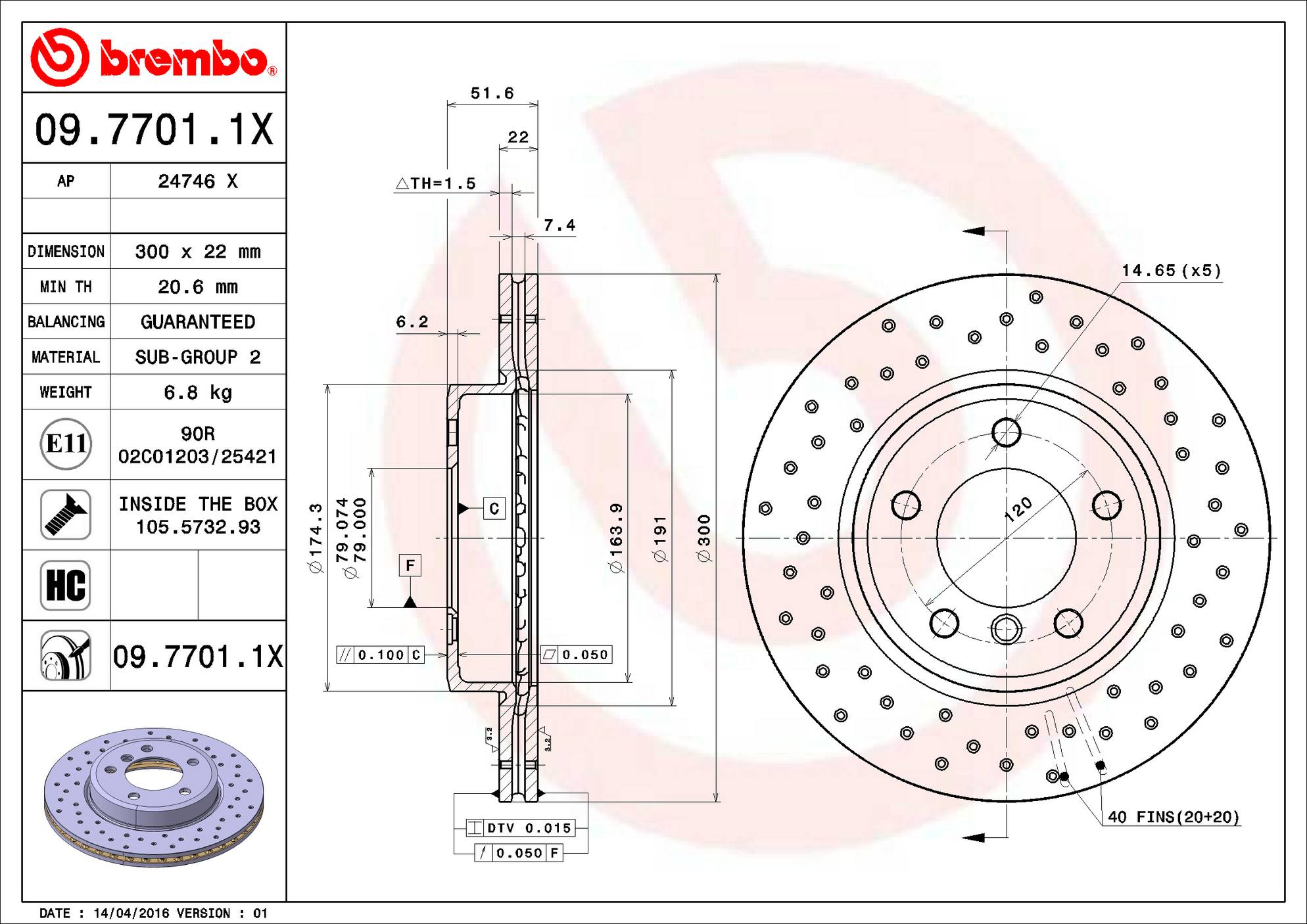 BMW Disc Brake Rotor - Front (300mm) 34116864058 Brembo