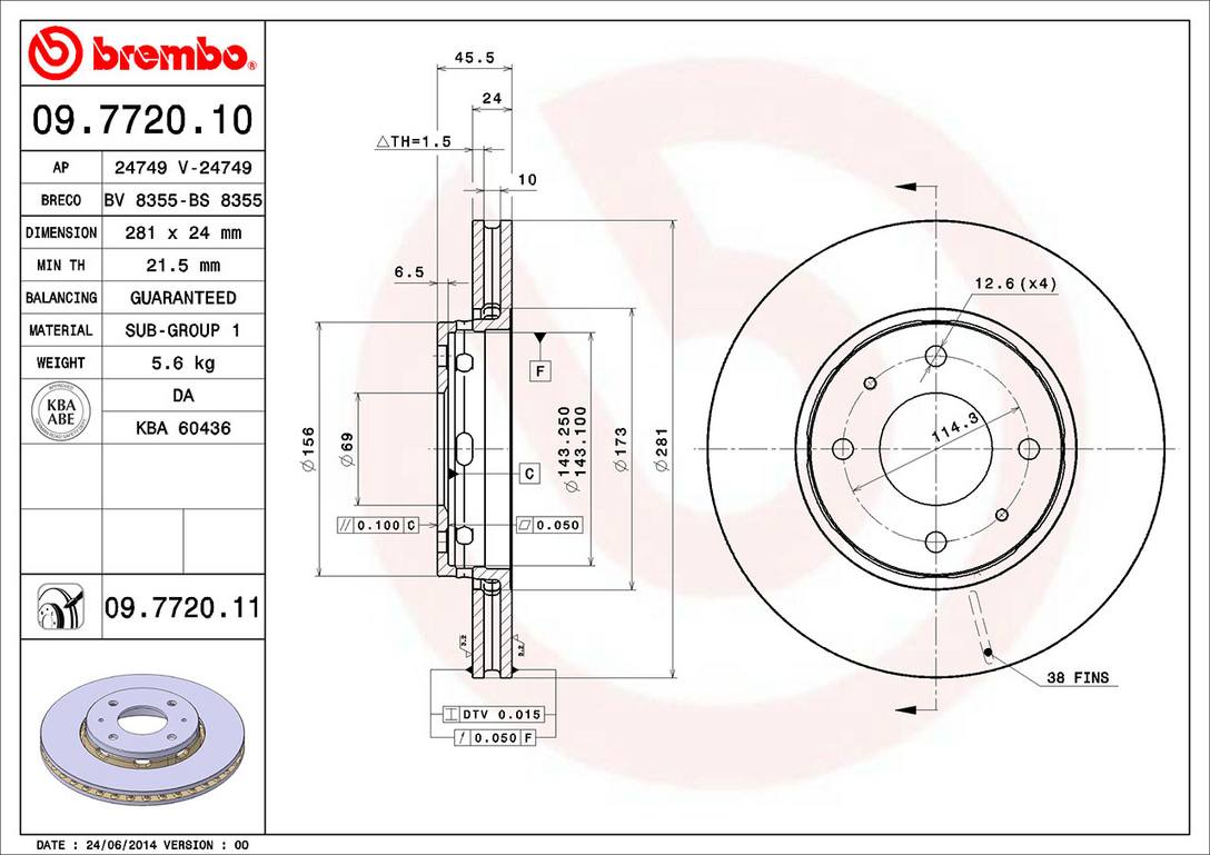 DISCO FRENO ANTERIORE BREMBO XTRA MAZDA CX-5 (KF) 2.2 D AWD 129KW 05/17+