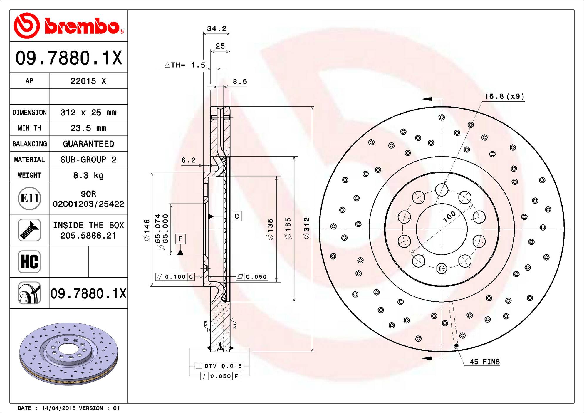 Audi Volkswagen Disc Brake Pad and Rotor Kit - Front (312mm) (Low-Met) (Xtra) Brembo