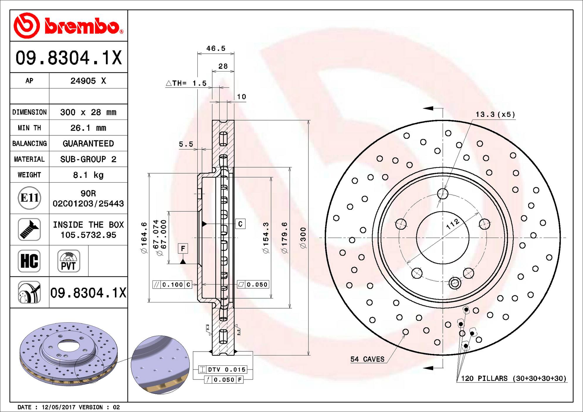 Mercedes Chrysler Disc Brake Rotor - Front (300mm) 2104212512 Brembo