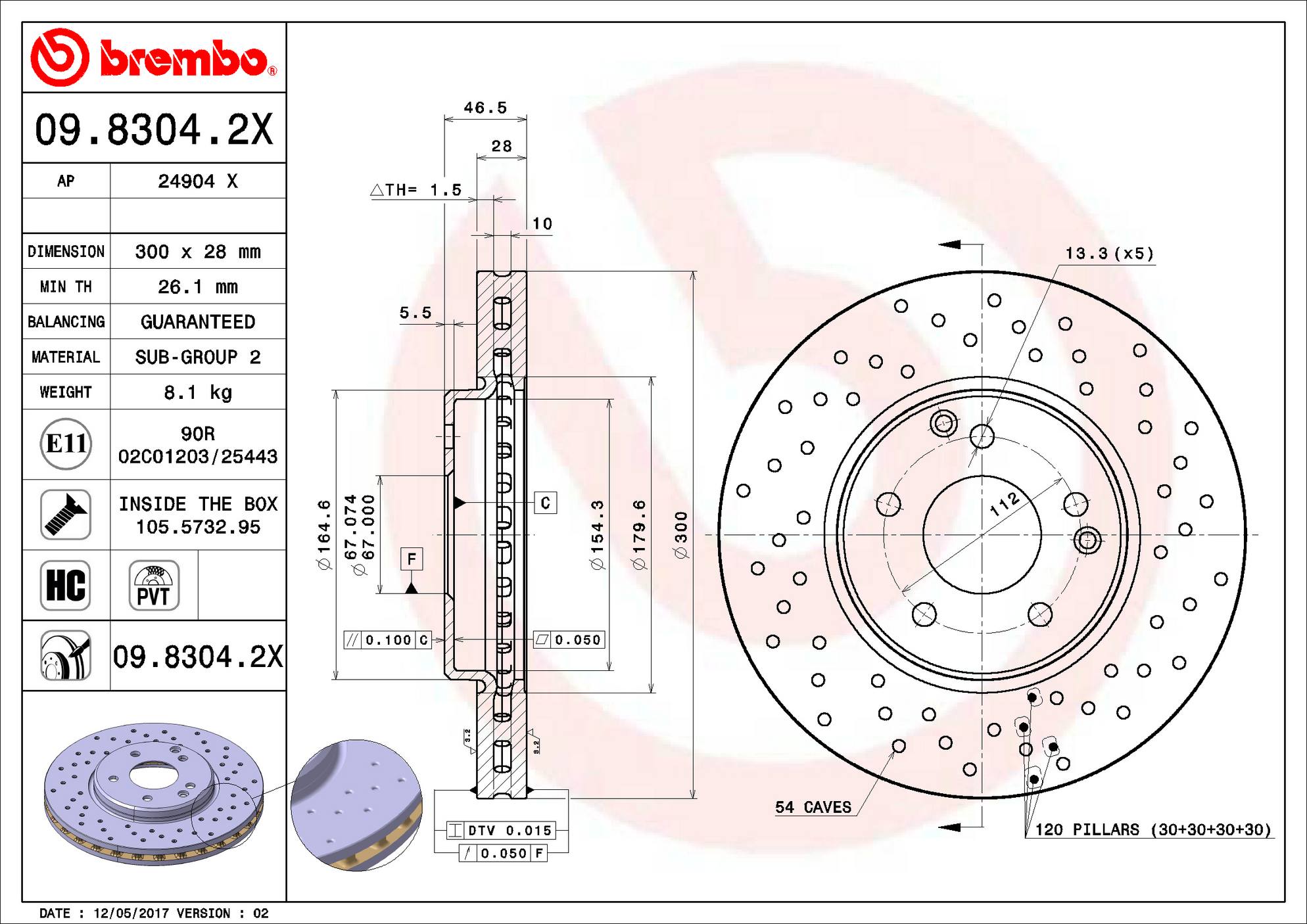 Mercedes Disc Brake Pad and Rotor Kit - Front (300mm) (Ceramic) (Xtra) Brembo