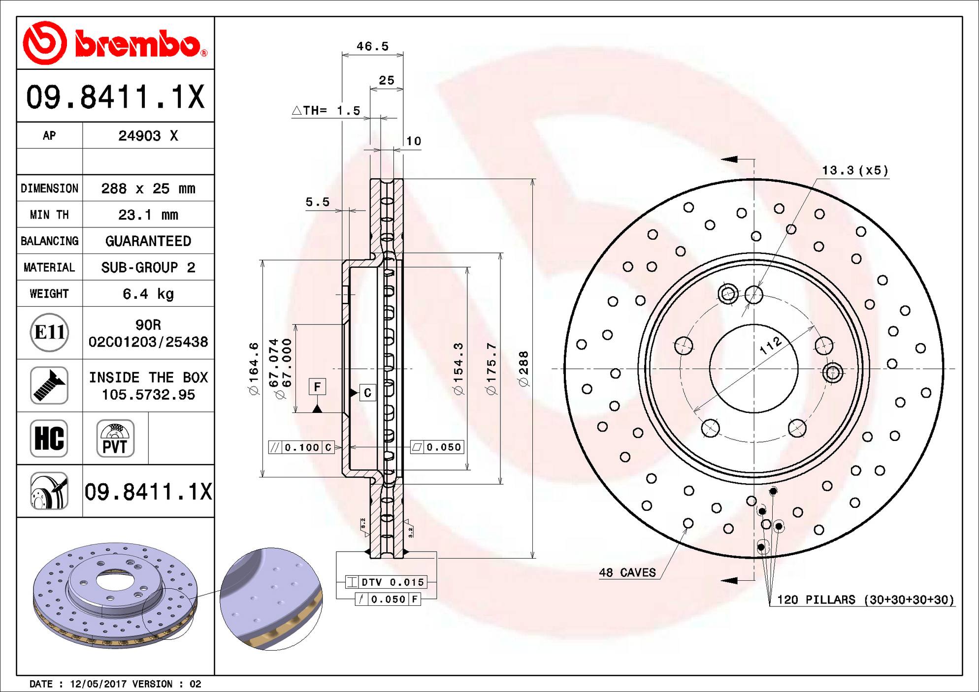 Mercedes Disc Brake Rotor - Front (288mm) 2034210312 Brembo