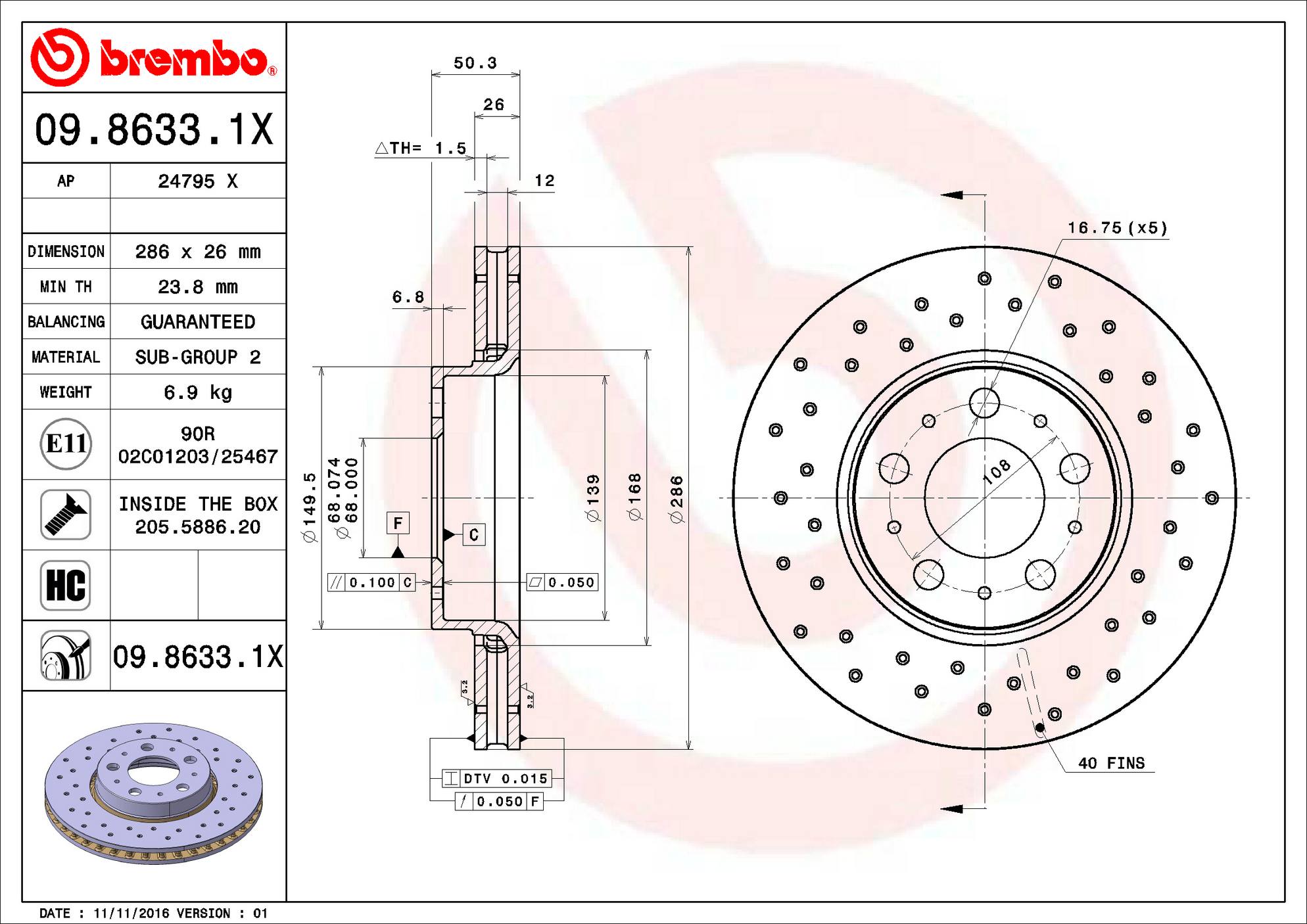 Volvo Disc Brake Rotor - Front (286mm) 31471830 Brembo