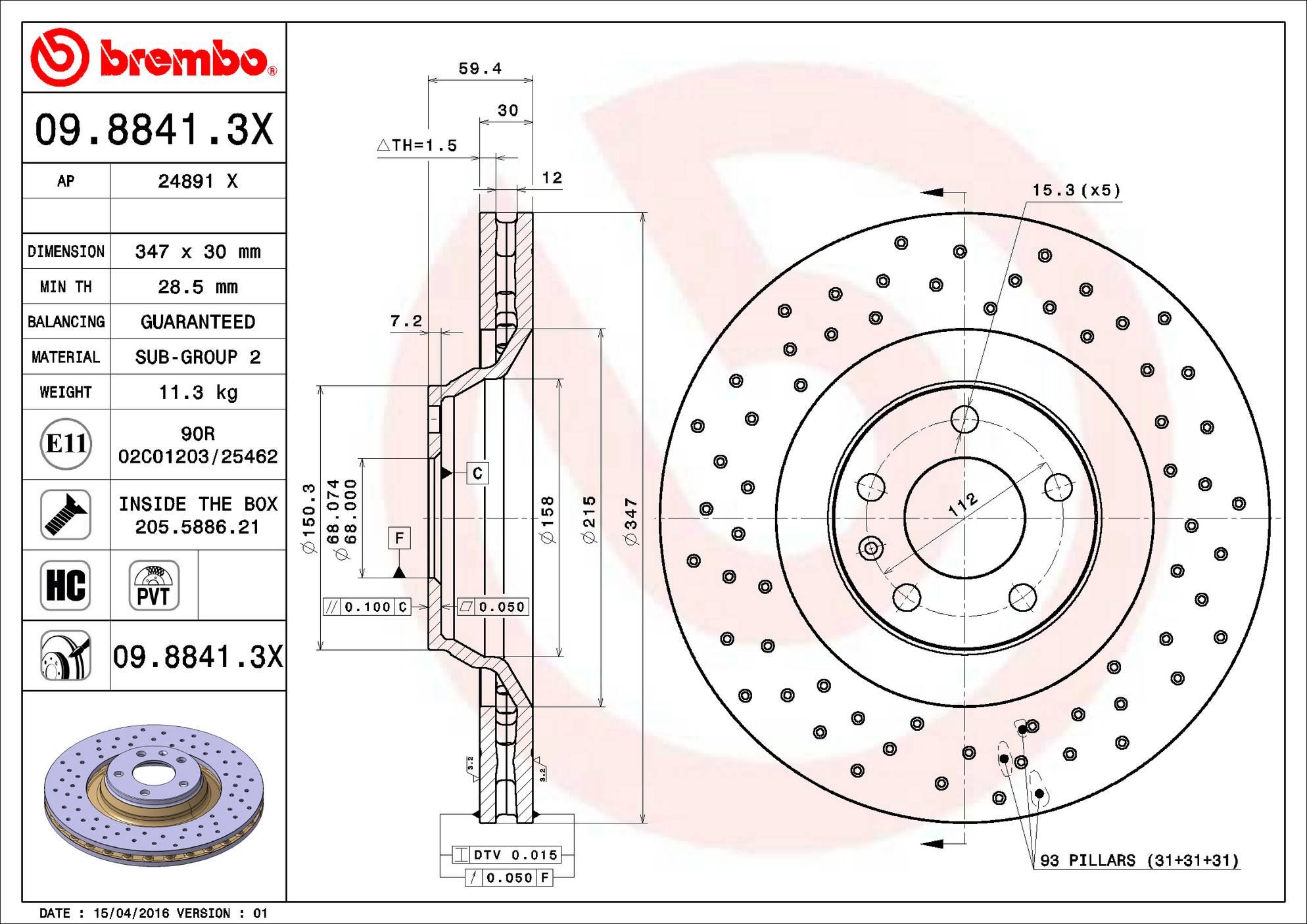 Audi Disc Brake Pad and Rotor Kit - Front (347mm) (Low-Met) (Xtra) Brembo