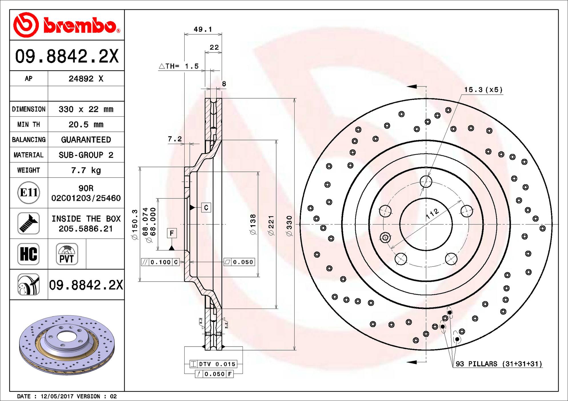 Audi Disc Brake Pad and Rotor Kit - Rear (330mm) (Low-Met) (Xtra) Brembo