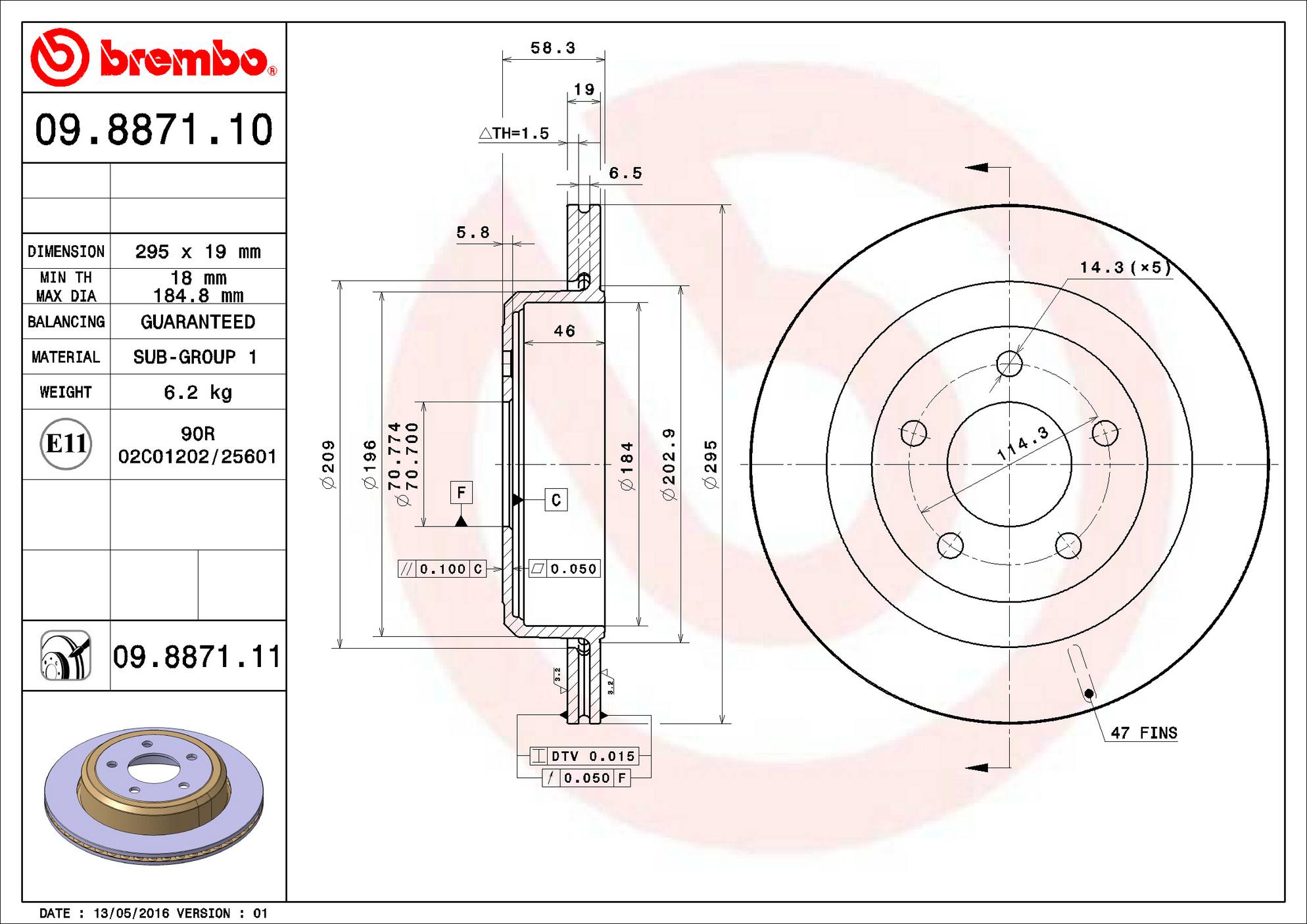 Ford Mercury Disc Brake Rotor - Rear (295mm) 3W7Z2C026AA Brembo