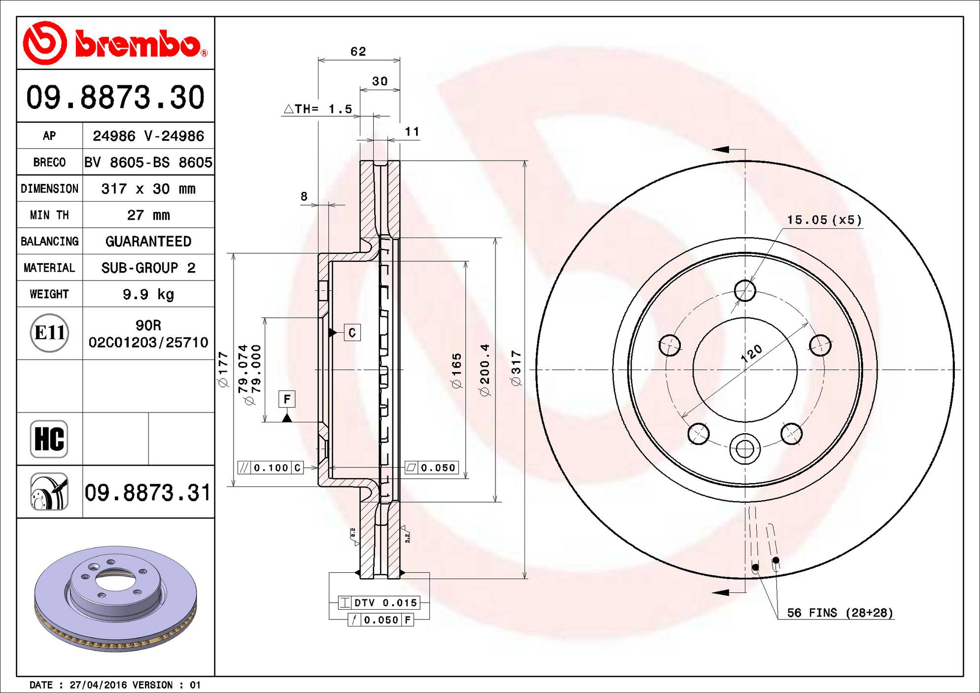 Land Rover Disc Brake Pad and Rotor Kit - Front (317mm) (Ceramic) Brembo