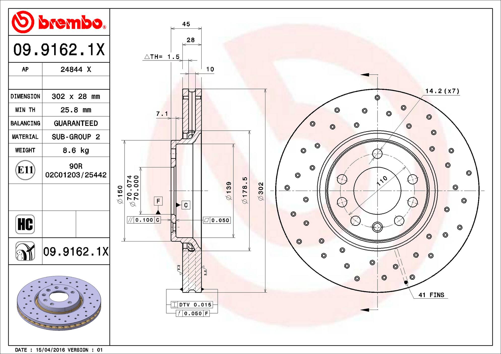 Saab Disc Brake Rotor - Front (302mm) 93171500 Brembo