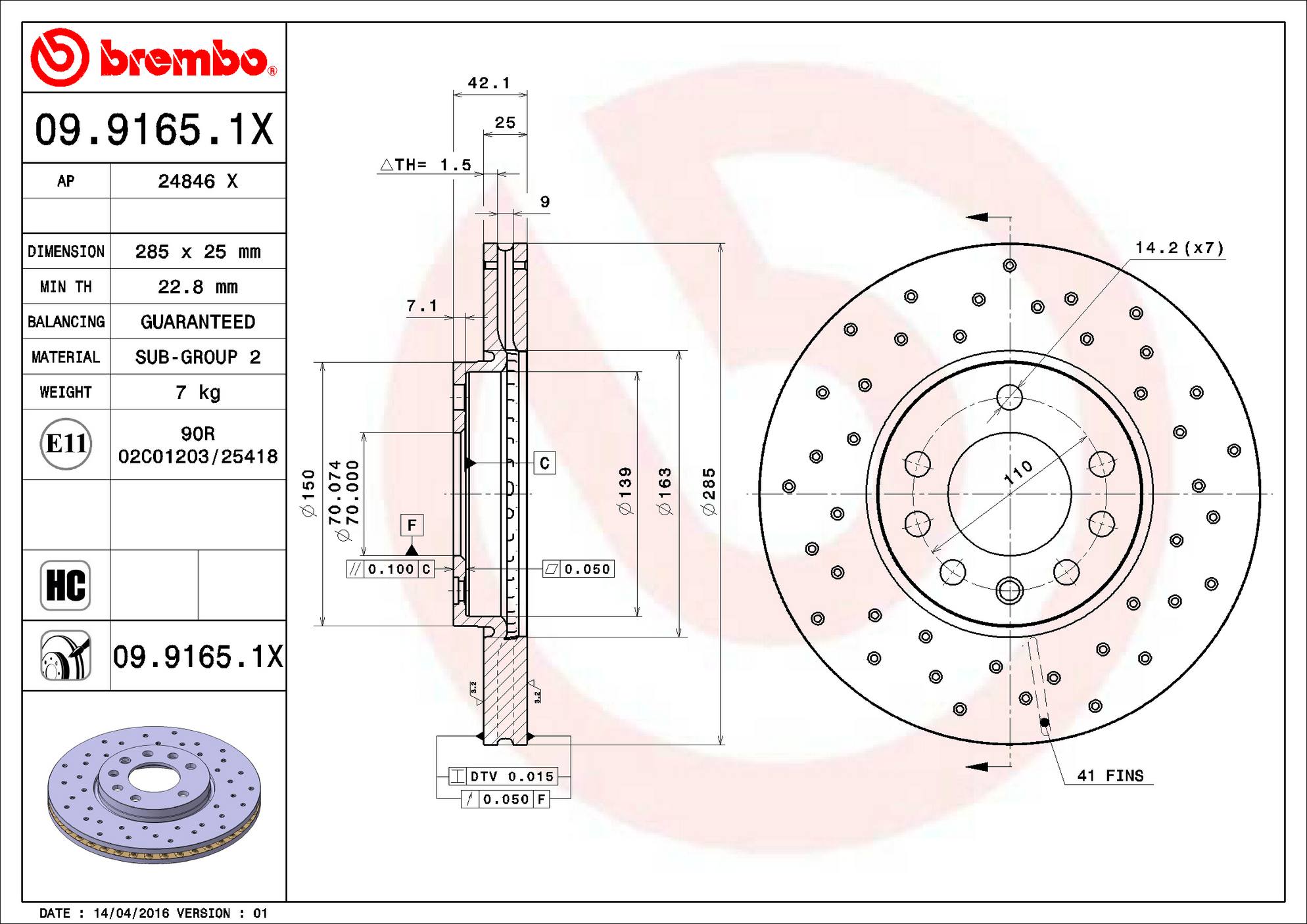 Saab Disc Brake Rotor - Front (285mm) 93171497 Brembo