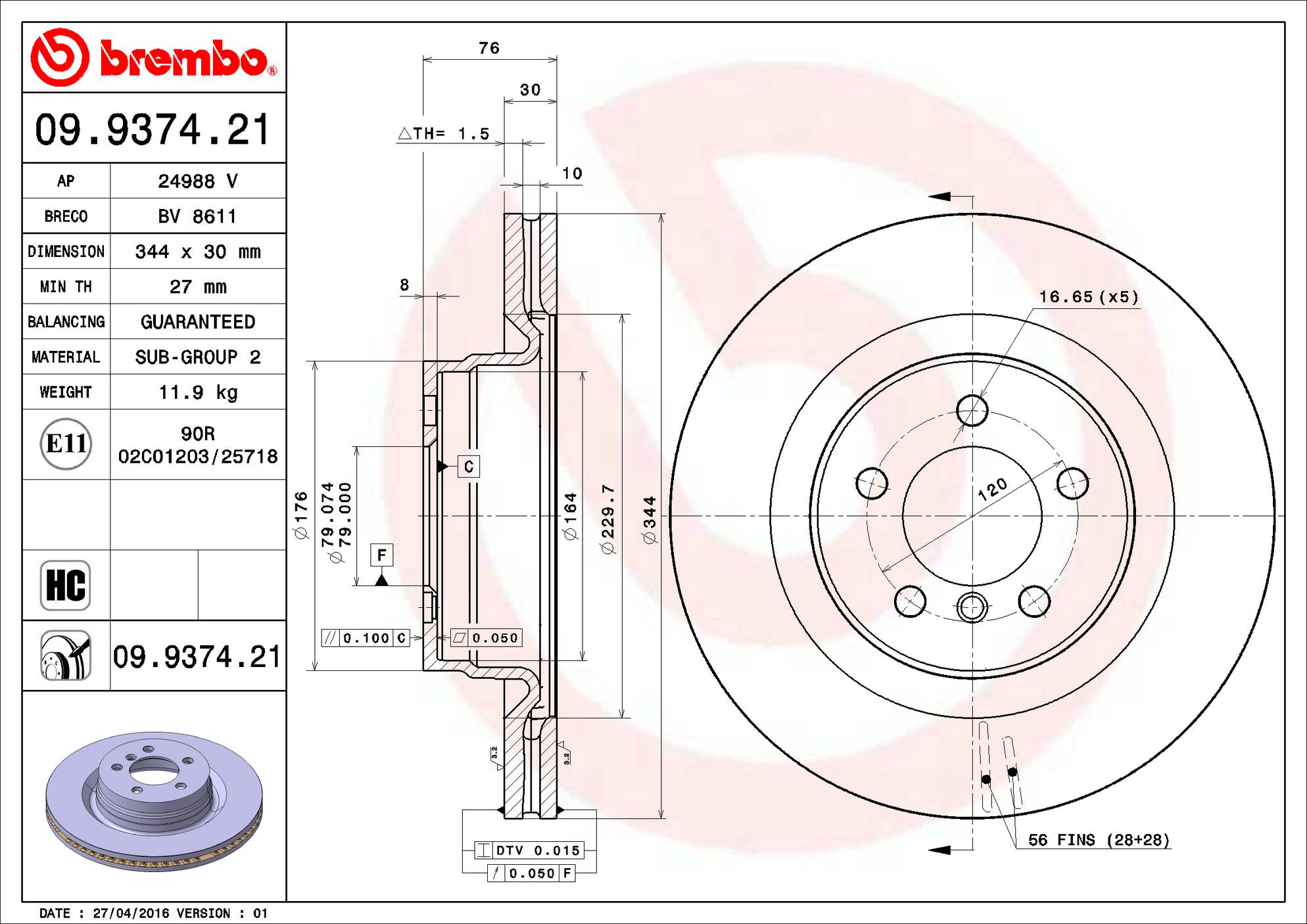 Land Rover Disc Brake Pad and Rotor Kit - Front (344mm) (Ceramic) Brembo