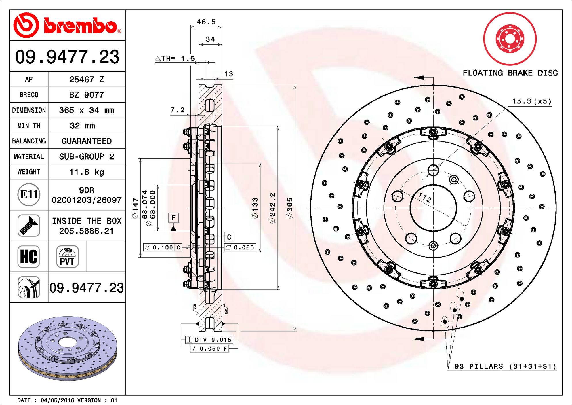 Audi Disc Brake Rotor - Front (365mm) 8E0615301AB Brembo