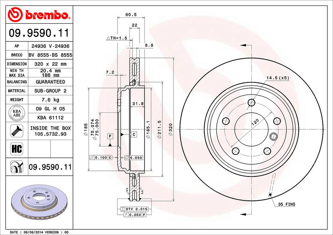 BMW Disc Brake Pad and Rotor Kit - Rear (320mm) (Low-Met) Brembo