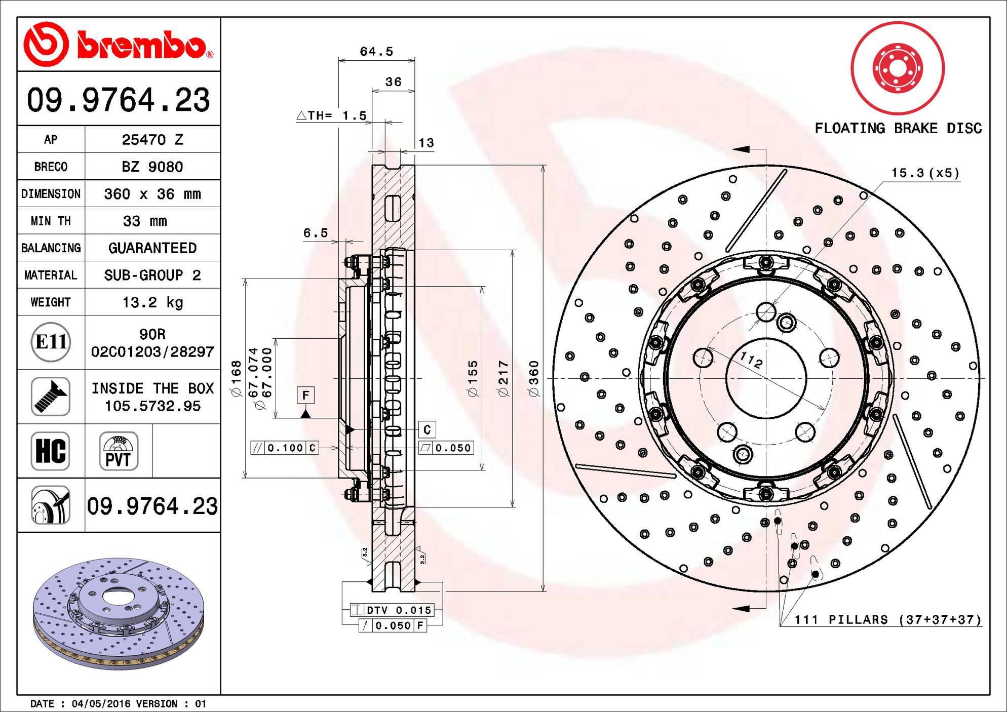 Mercedes Disc Brake Rotor - Front (360mm) 2194210212 Brembo